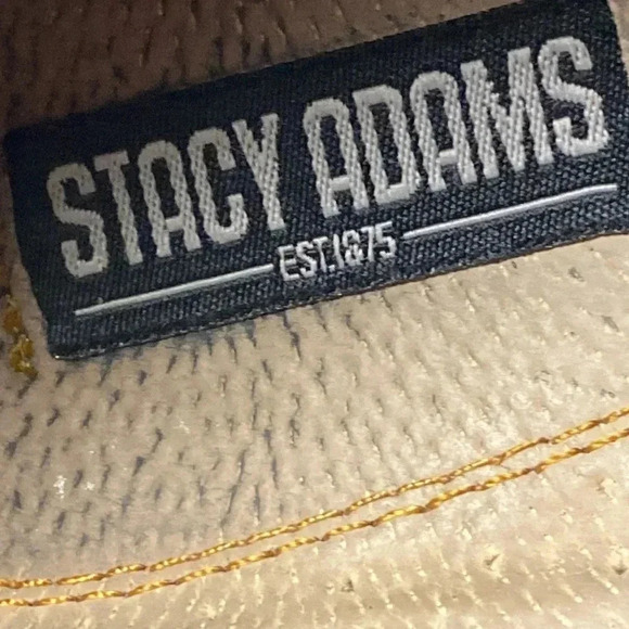 STACY ADAMS MENS SIZE 8 BLACK LEATHER LOAFER SHOES SILVER BUCKLE ACCENT - Picture 11 of 13